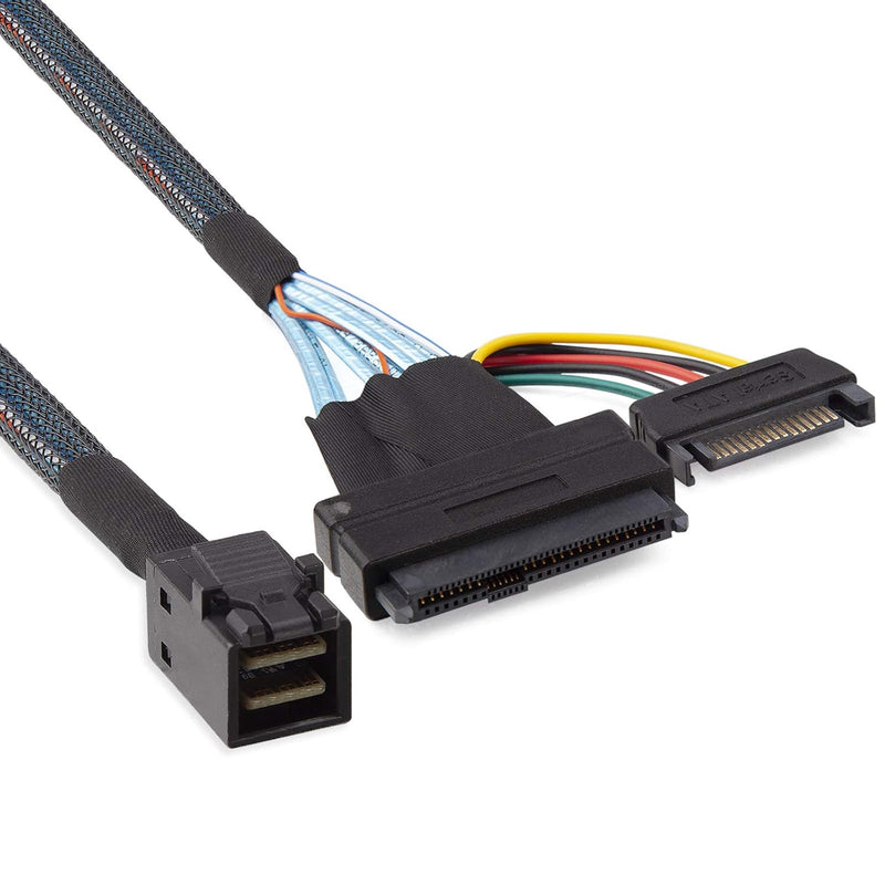 12G Internal Mini SAS SFF-8643 to U.2 SFF-8639 NVMe SSD Cable with 15 pin Male SATA Power Connector,