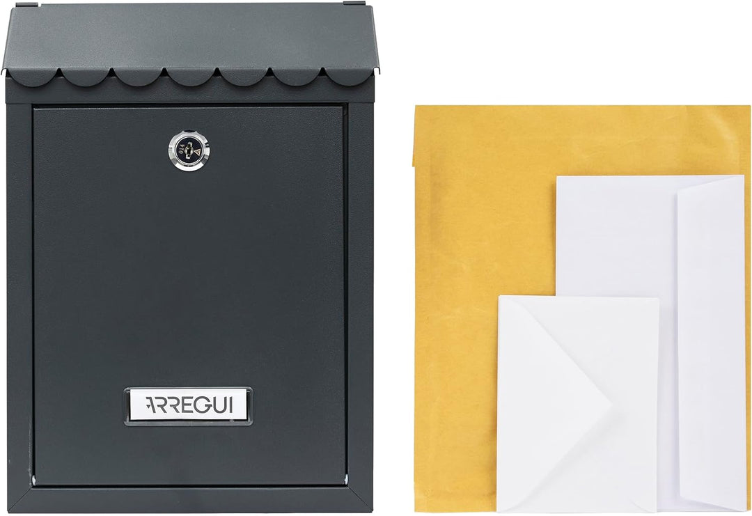 ARREGUI Civic E5725-C Aussenbriefkasten aus Stahl, Grösse S (Din A5), kleiner Wandbriefkasten, einze