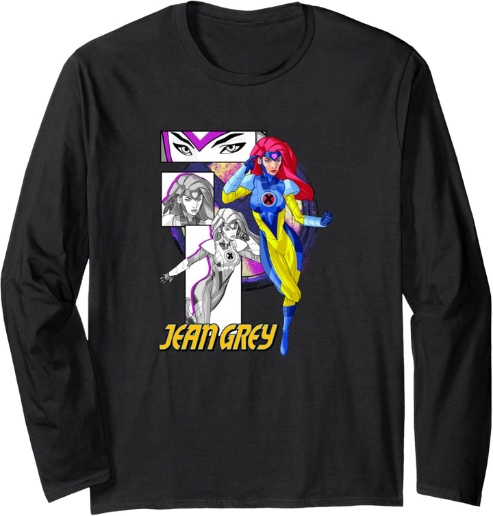 Marvel X-Men Jean Grey Collage Panel Logo Langarmshirt