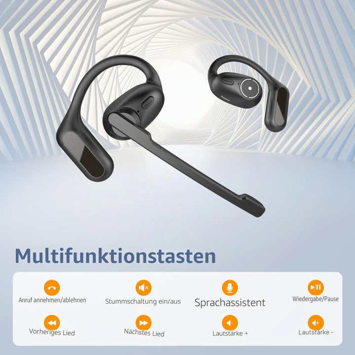 BANIGIPA Open Ear Kopfhörer mit abnehmbarem Mikrofon, True Wireless Earbuds mit DSP Geräuschunterdrü