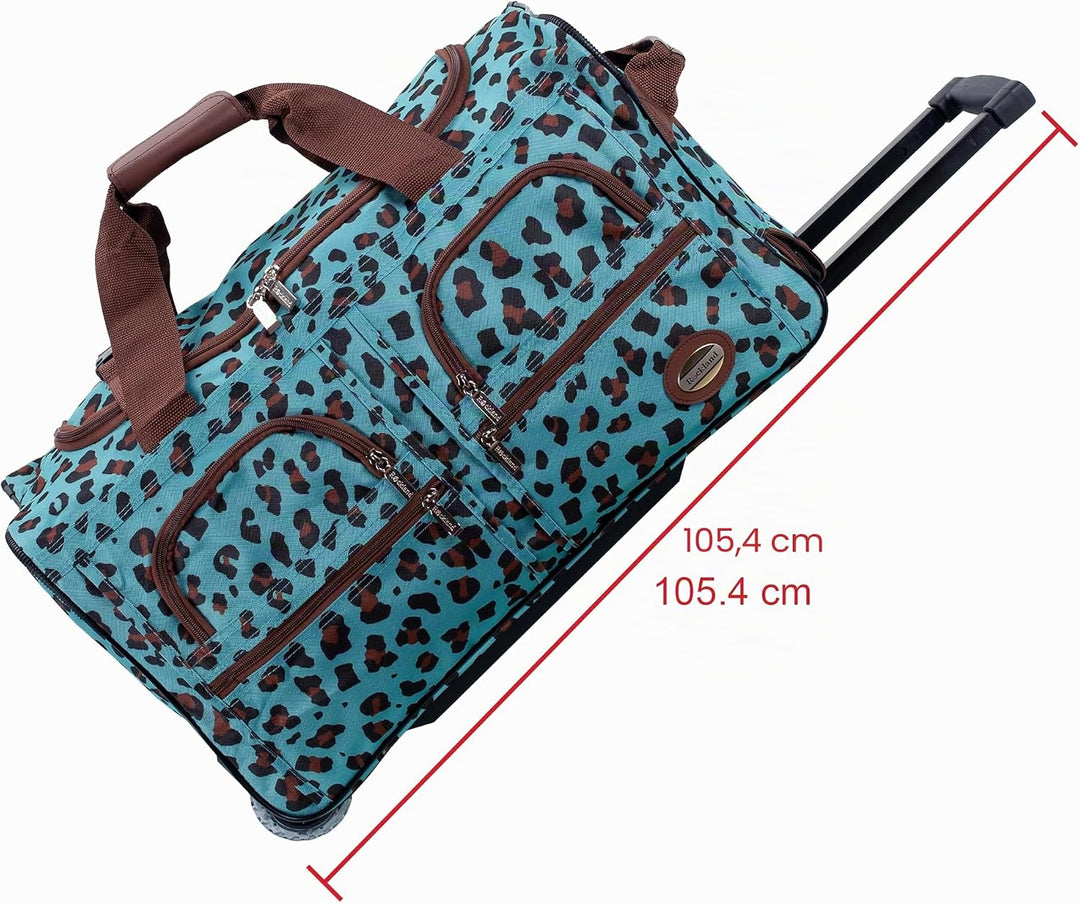 Rockland Reisetasche mit Rollen, Blauer Leopard, 22-Inch, Reisetasche mit Rollen 22-Inch Blauer Leop