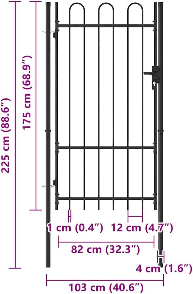 vidaXL Zauntor Einzelflügel Gewölbte Spitze Gartentor Gartentür Gartenpforte Zauntür Hoftür Tor Hoft