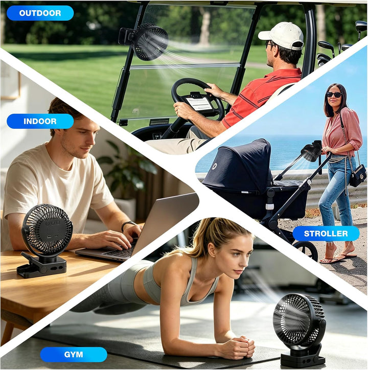 Camping Ventilator, 12000 MAh Mini USB Ventilator, 360° Drehung Tischventilator, 3 Geschwindigkeiten