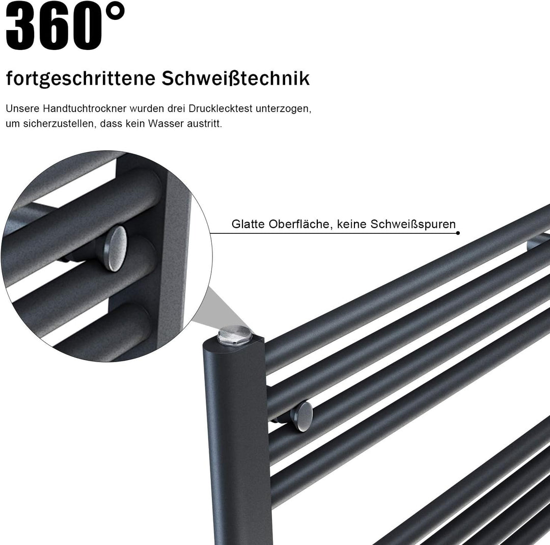 SONNI Handtuchtrockner Heizkörper Bad Mittelanschluss Handtuchwärmer Badheizkörper Anthrazit Gerade