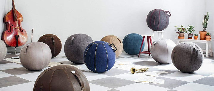 VLUV® BOL STOV Sitzball Büro Ergonomisch [Atmungsaktiv mit Tragegriff und Wegrollschutz] Waschbarer