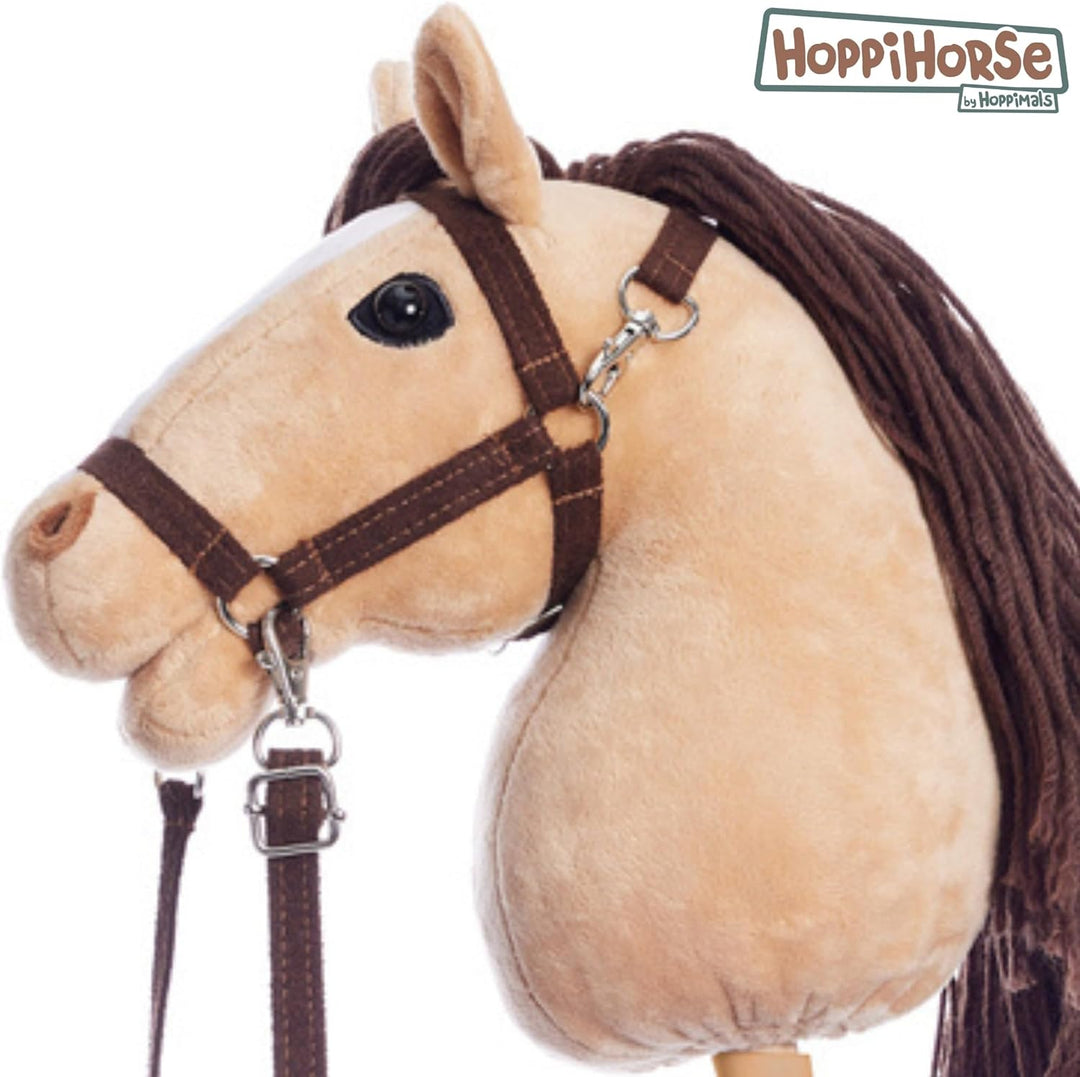 HOPPIHORSE Steckenpferd mit Trense - A4 - Hobby Horse mit Zügeln, Schultergurt, Schweif - hochwertig