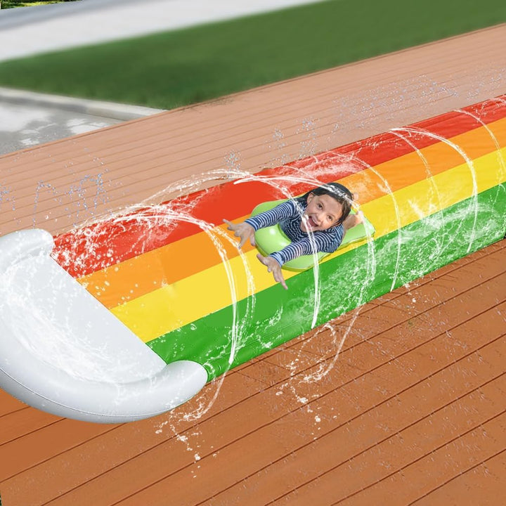 Wasserrutsche Garten für Kinder, 480x76 cm Single Wasserrutschmatte mit Bodyboards, Wasserrutsche Ki