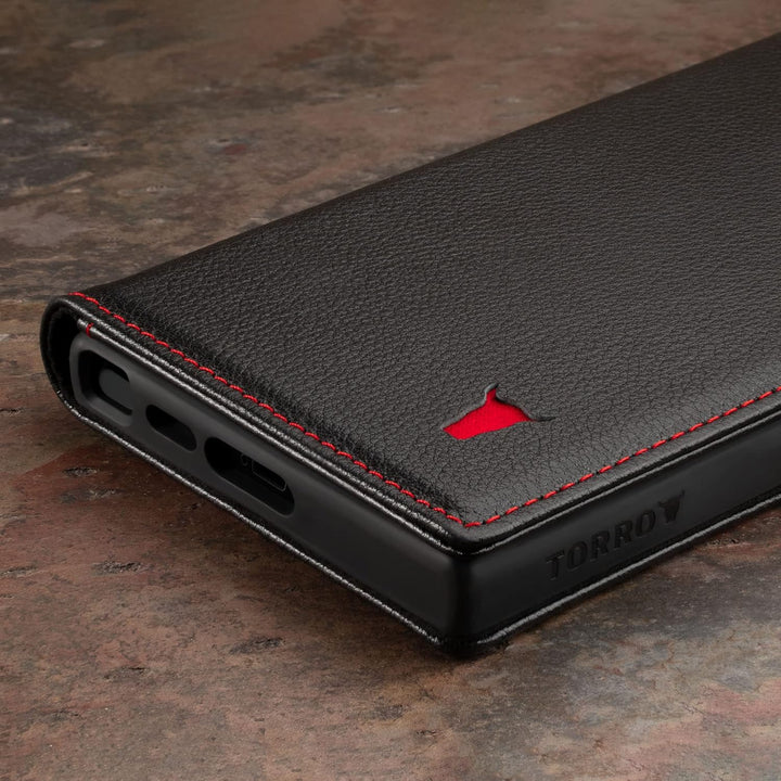 TORRO Hülle kompatibel mit Samsung Galaxy S23 Ultra 5G – Premium Leder Hülle mit Standfunktion und K