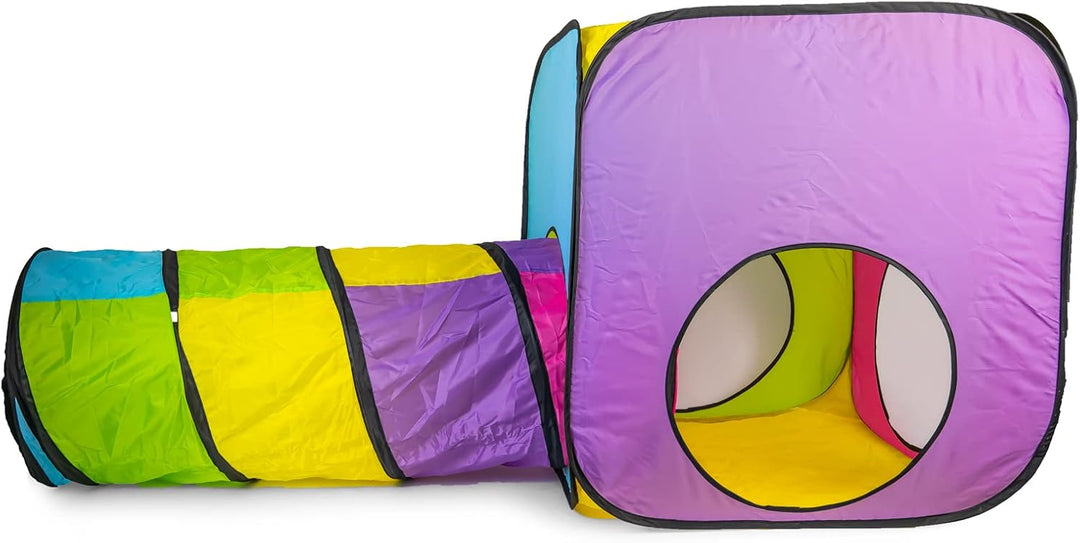 Grafner 4in1 Spielzelt mit Tunnel, XXL mit 2X Krabbeltunnel 1x Würfel 1x Iglu, Pop Up Zelt für drinn