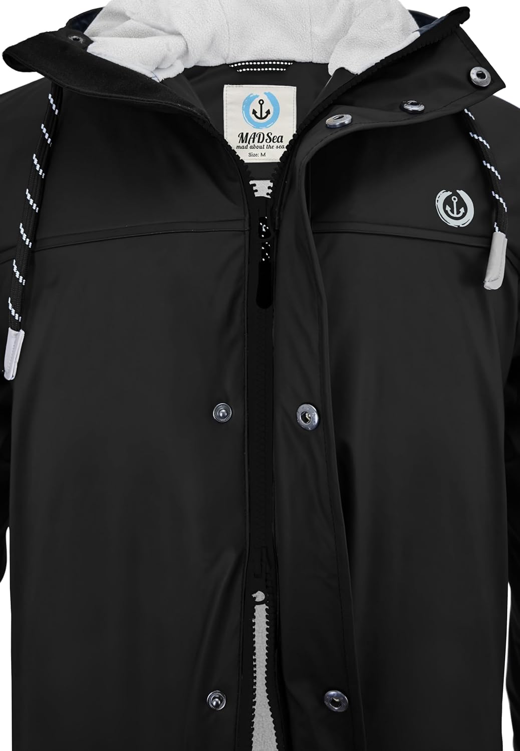 MADSea Herren Regenjacke Friesennerz warm mit Fleece gefüttert 4XL Schwarz, 4XL Schwarz