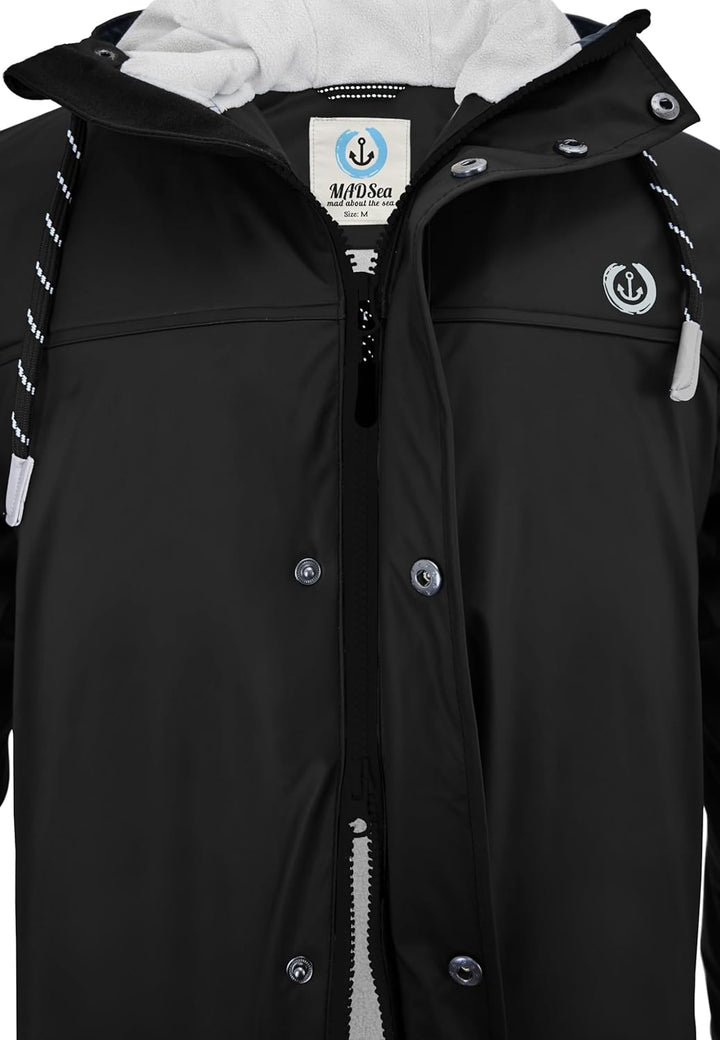 MADSea Herren Regenjacke Friesennerz warm mit Fleece gefüttert 4XL Schwarz, 4XL Schwarz