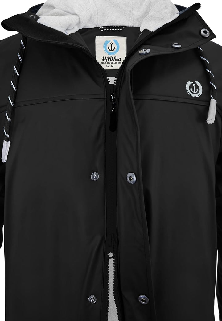 MADSea Herren Regenjacke Friesennerz warm mit Fleece gefüttert S Schwarz, S Schwarz