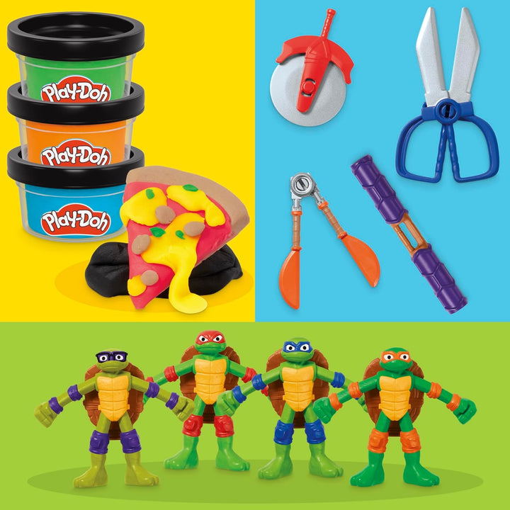 Play-Doh Teenage Mutant Ninja Turtles Cowabunga Kreationen Spielset mit 4 Ninja Figuren und 8 Dosen