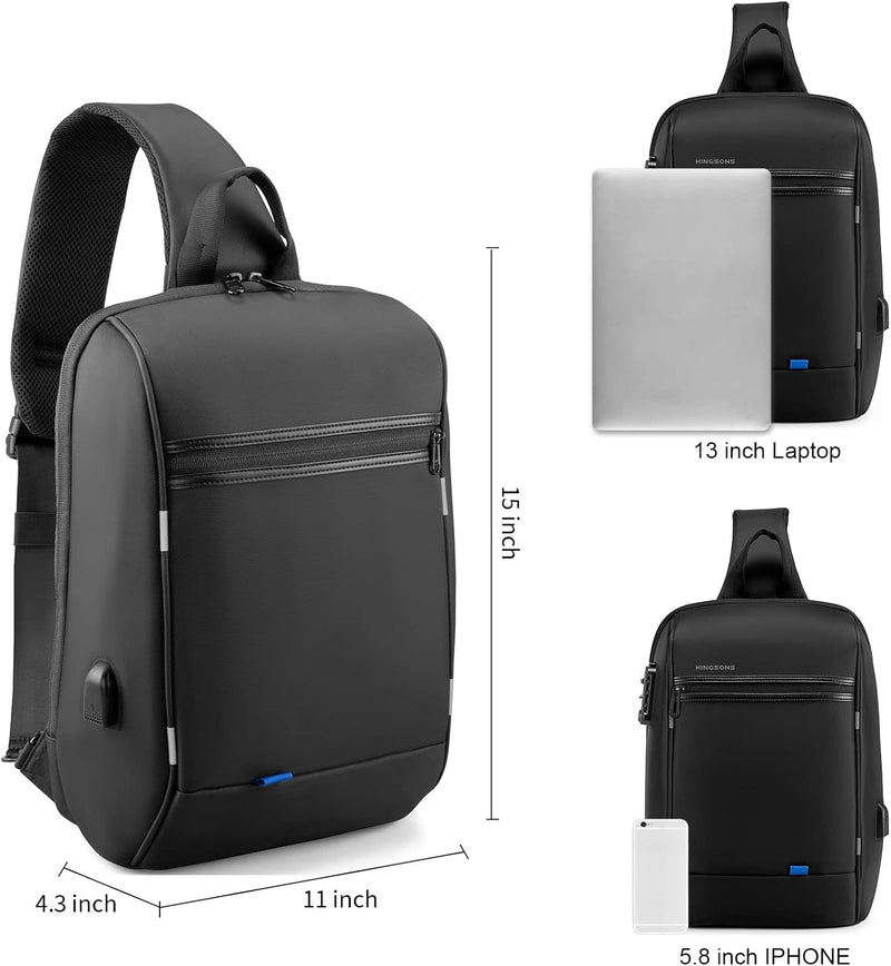 Laptop-Rucksack, schmal, diebstahlsicher, einzelne Schulter, 33 cm (13 Zoll) Laptop-Rucksack, wasser