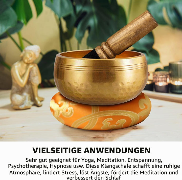 Tibetische Klangschale - Meditationsklangschale,Tibetisches Klangschalen Set,Klangschale Set mit 7-F