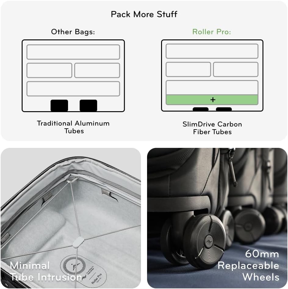 Peak Design Roller Pro – Kleiner erweiterbarer Koffer mit Rädern, Kohlefasergriff, Hubbrückenöffnung