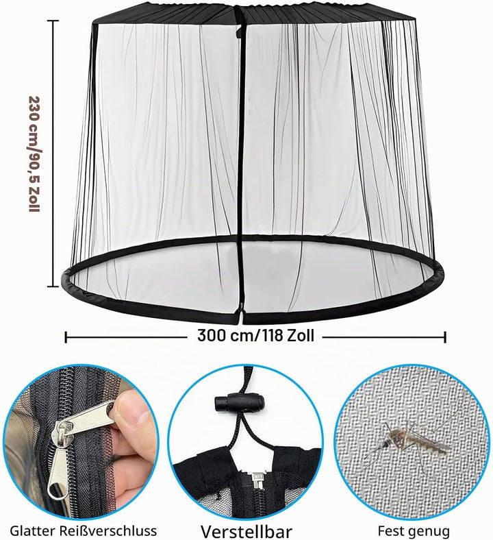 Moskitonetz für Sonnenschirme, Mückennetz Outdoor für 250-300 cm Sonnenschirme Pavillon, 2,3 m Höhe,