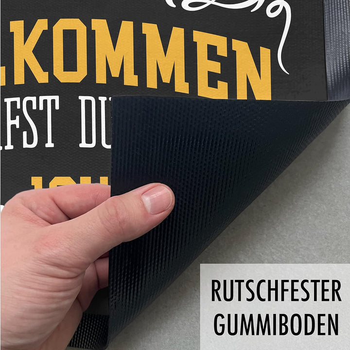 Trendation - Willkommen Hier Darfst Du Machen was Ich Will Fussmatte mit Spruch Geschenk Schmutzfang