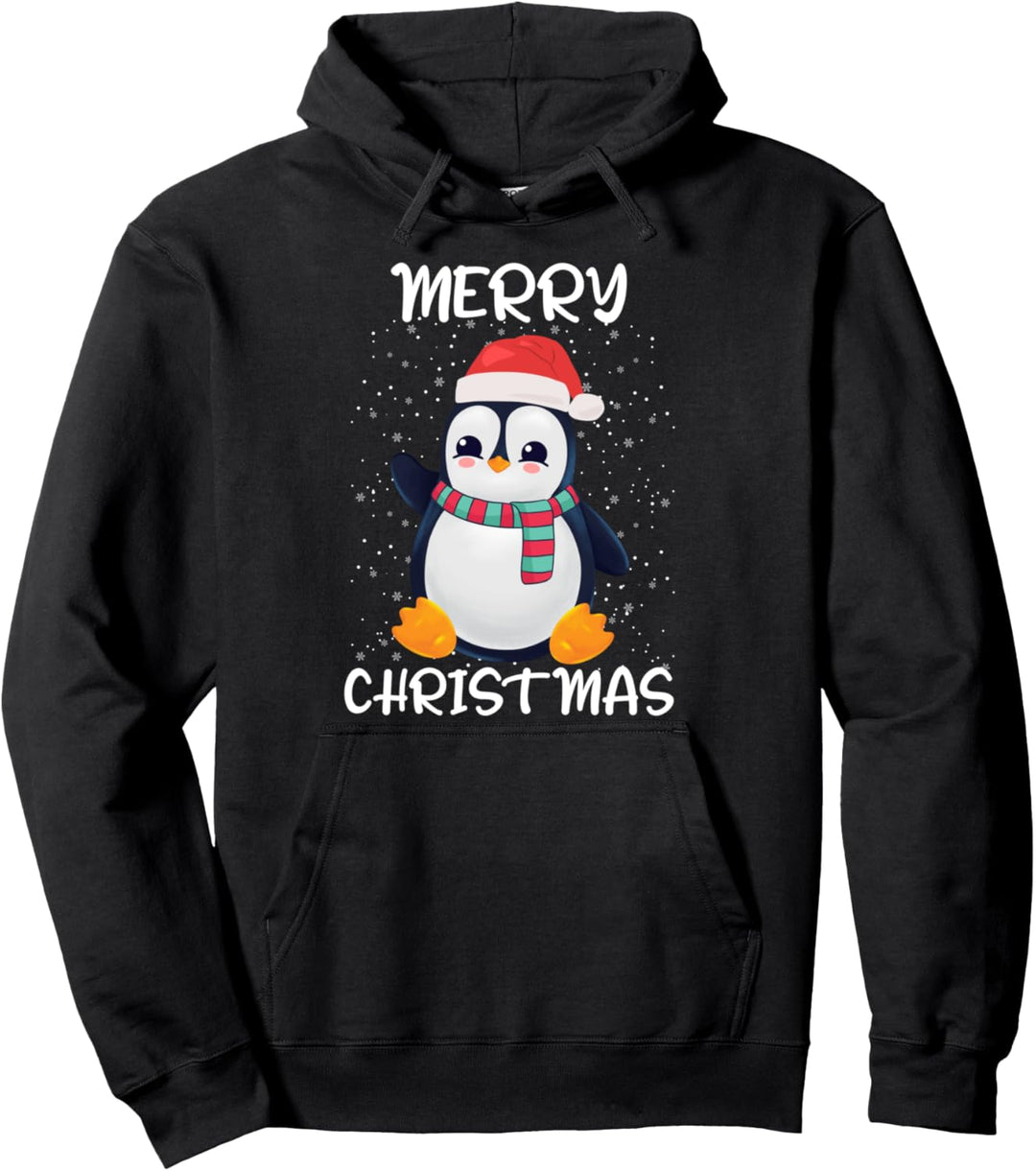 Pinguin Santa Mütze und Schal Merry Christmas Pinguin Pullover Hoodie
