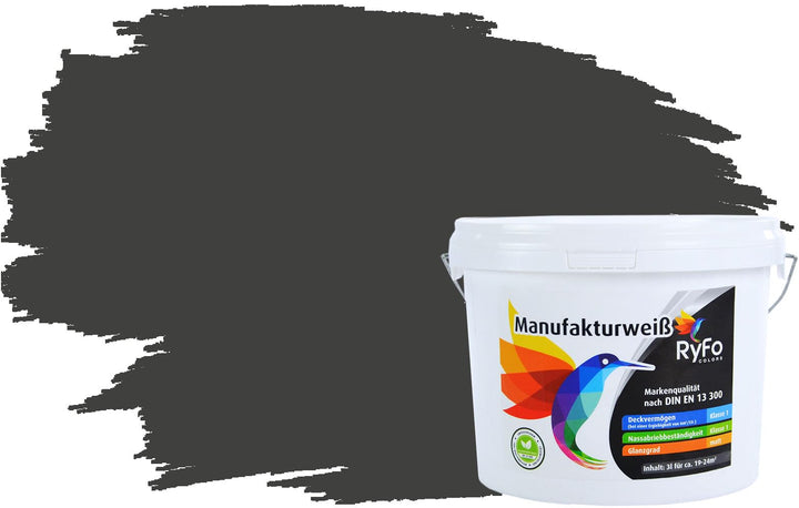 RyFo Colors Bunte Wandfarbe Manufakturweiss Anthrazitgrau 3l - weitere Grau Farbtöne und Grössen erh