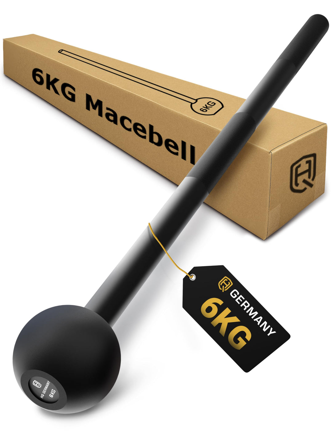 HQ Germany® Macebell [2-10kg] - 100% Stahl, ±200g Gewichtstoleranz - Pulverbeschichtete Mace Bell, G