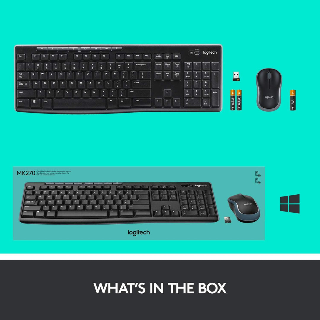Logitech MK270 Kabelloses Set mit Tastatur und Maus für Windows, Skandinavisches QWERTY-Layout - Sch
