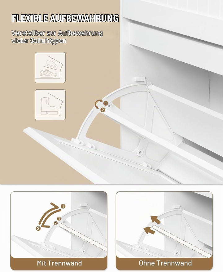 Hzuaneri Schuhschrank, Schuhregal Schuhkipper Schmal, Schuhkommode, Verstellbar, Schuhaufbewahrung f