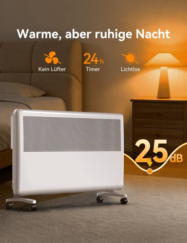 Elektroheizung 2000W Konvektor Heizung, Mobile Elektrische Heizung, Heizkörper 2in1 Wand-/Bodenmonta