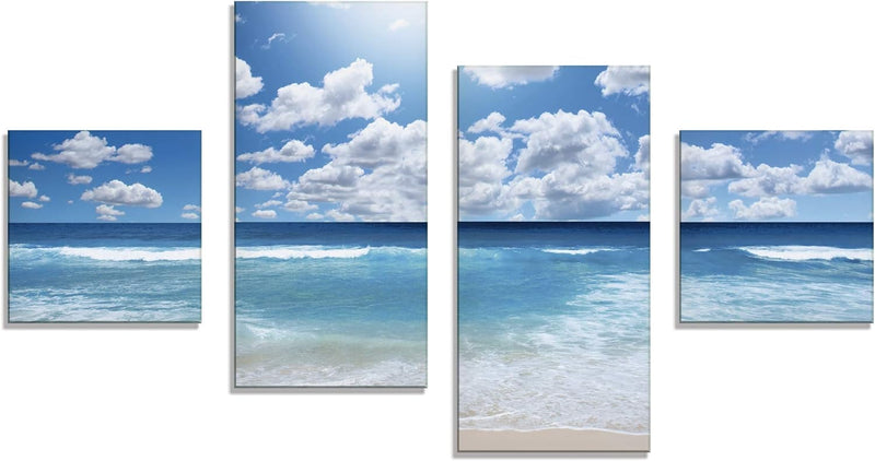 ARTland Glasbilder Wandbild Glas Bild Set 4 teilig 120x70 cm Querformat Strand Meer Sommer Karibik S