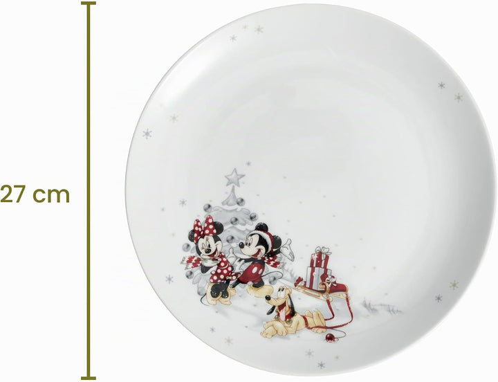 Disney Winter-Kollektion tiefer Teller 22cm aus Porzellan | Micky &amp; Pluto Design – Offiziell lizenzi