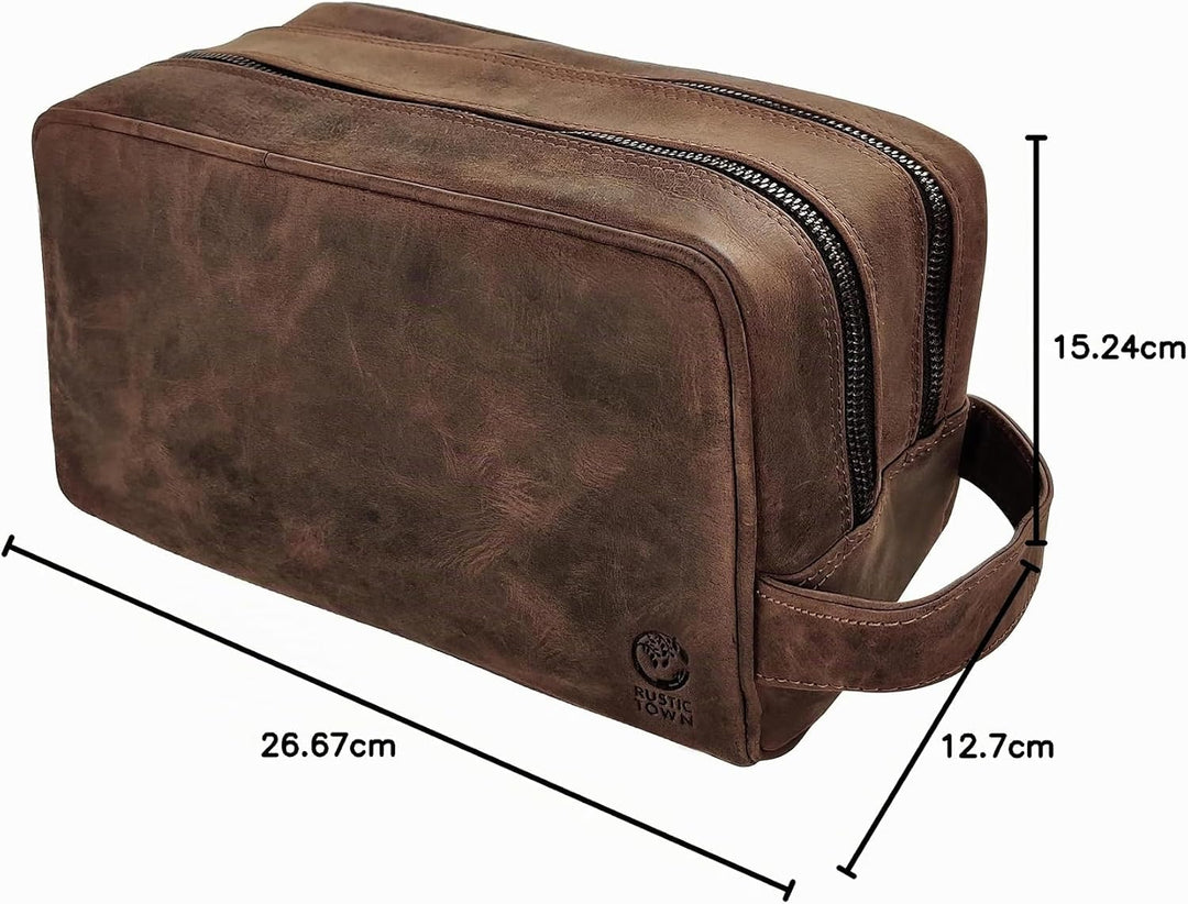 Rustic Town kulturtasche kulturbeutel Leder | Leather Toiletry Bag wash Bag | Leder Kosmetiktasche W