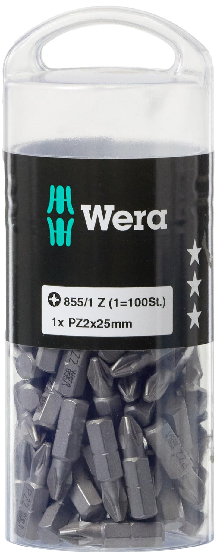 Wera 05072444001 855/1 Z DIY, Pozidriv Bits, PZ 2 x 25 mm, 100-teilig, PZ 2
