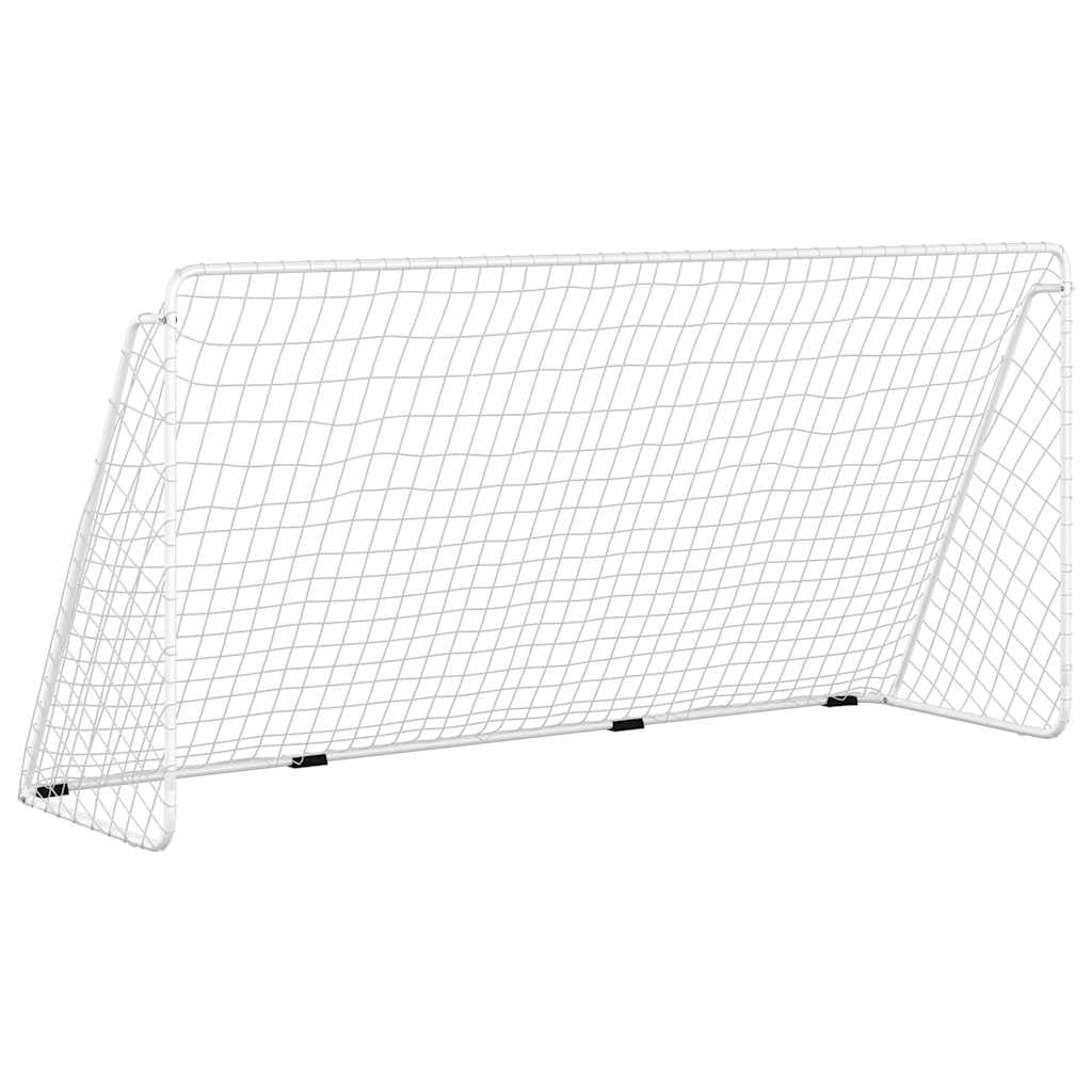 vidaXL Fussballtor mit Netz Fussball Tor Trainingstor Garten Weiss Stahl Polyester 366 x 122 x 182 c