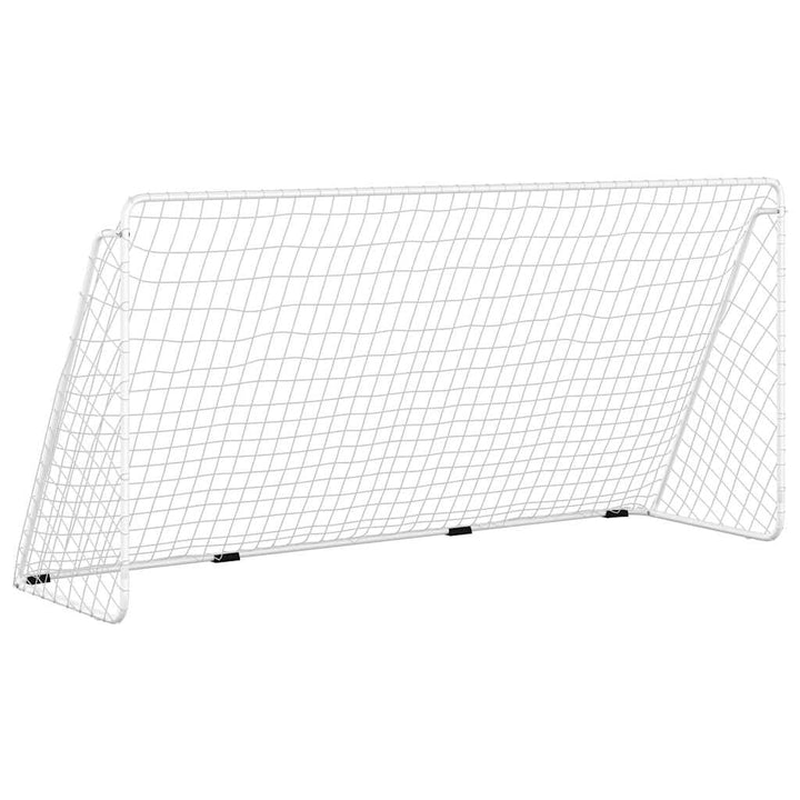 vidaXL Fussballtor mit Netz Fussball Tor Trainingstor Garten Weiss Stahl Polyester 366 x 122 x 182 c