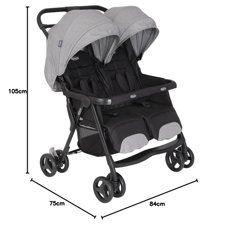 Graco DuoRider™ Doppel-Kinderwagen, Geschwisterwagen, ab Geburt bis ca. 3 Jahre (15 kg), leicht, sch