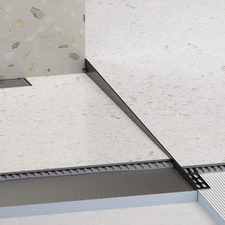 Aquabad Edelstahl Gefälleprofil Clive für begehbare Dusche in Schwarzmatt 100cm, rechtsversion, Kant