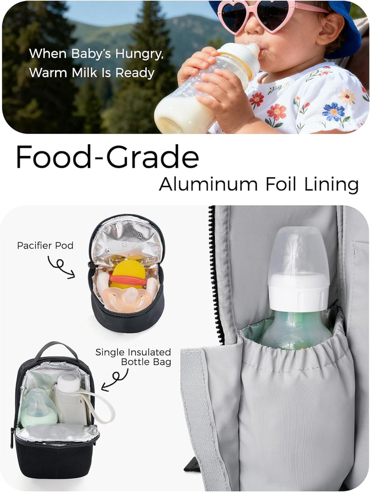 momcozy Wickeltasche Baby, Wickelrucksack mit Laptop Fach, Grosse Windeltasche, Isolierte Tasche, Ne