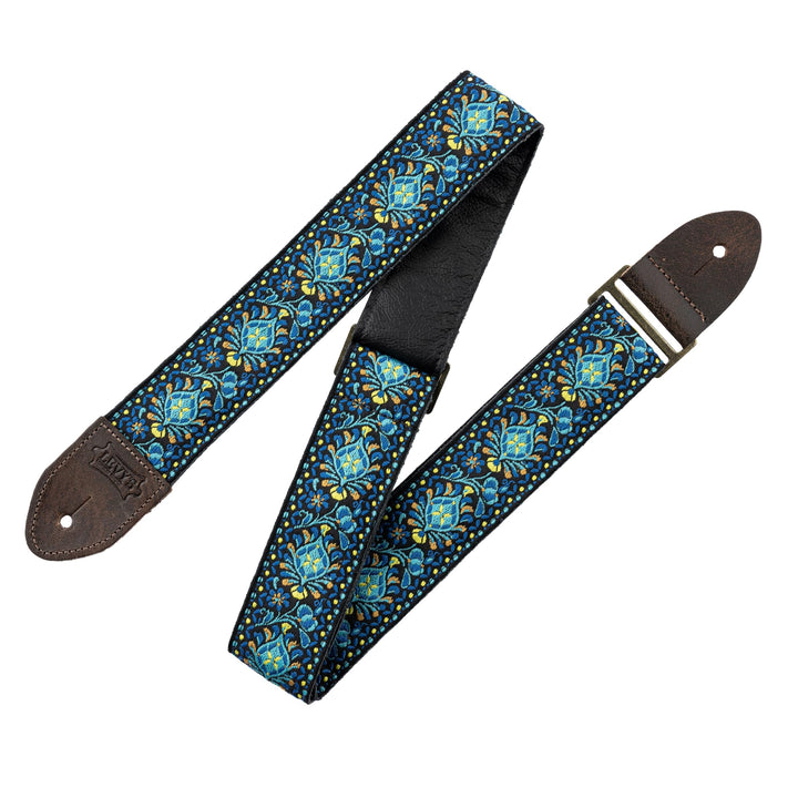 Levy's Leathers 2" Vintage Hootenanny Jacquard Weave Guitar Strap with Garment Leather Backing (M8HT