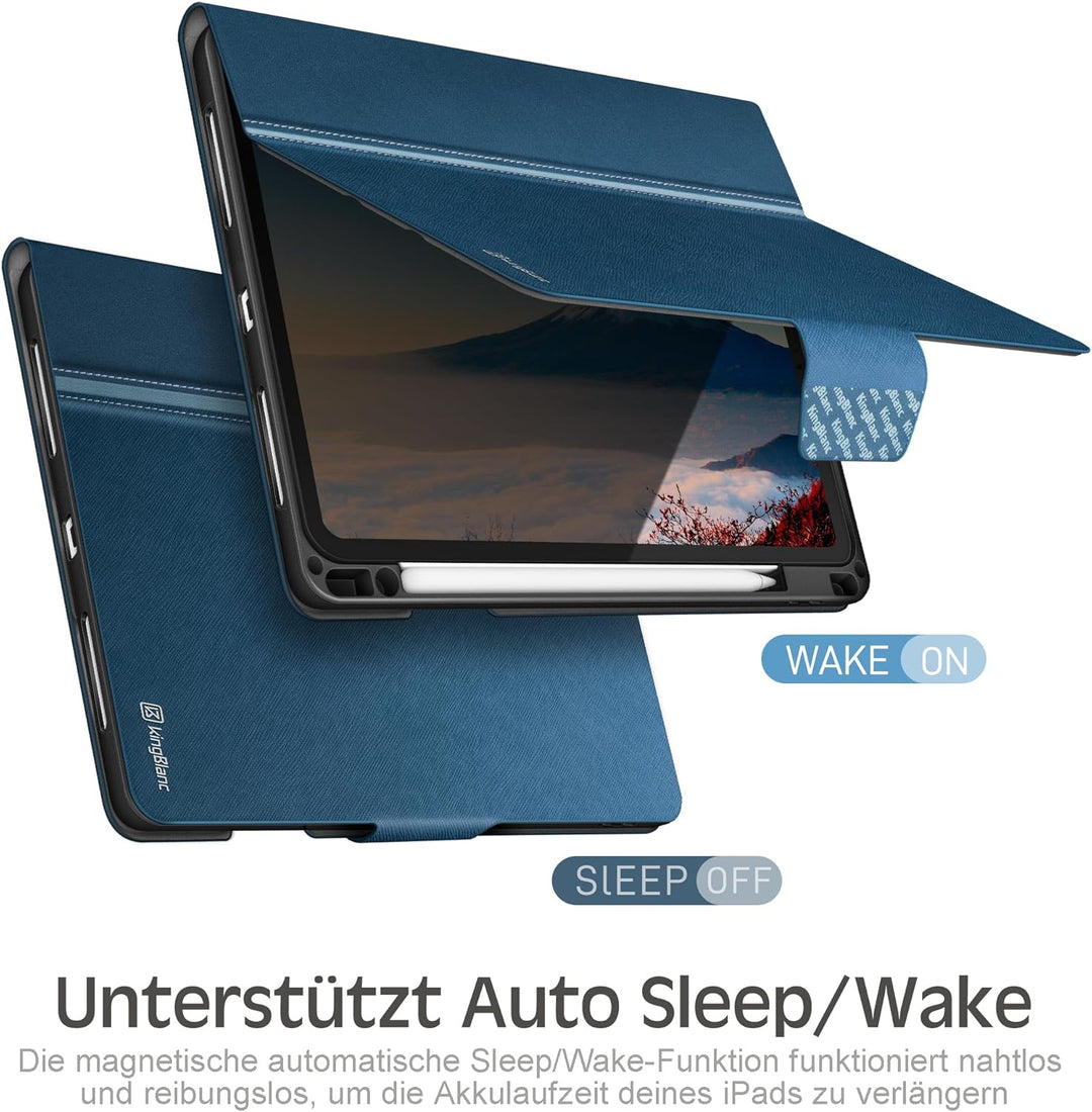 KingBlanc Hülle für iPad Pro 11 Zoll 4./3./2./1.Generation (2022/2021/2020/2018) mit Stifthalter, Ve