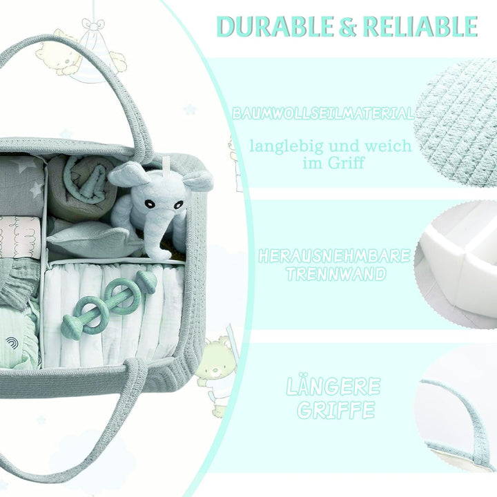 Wickeltasche Organizer, Baby Windel Caddy Korb, Tragbarer Aufbewahrungskorb für den Wickeltisch, Wic