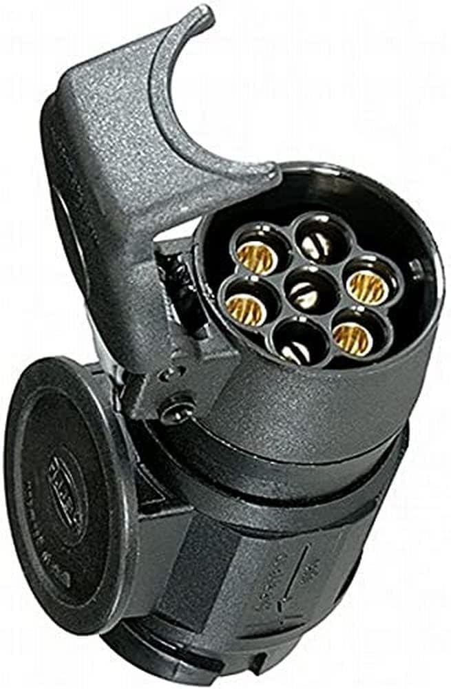 HELLA Adapter, Steckdose - 12V - von 13-polig auf 7-polig - Länge: 91mm - Kunststoff - schwarz - DIN