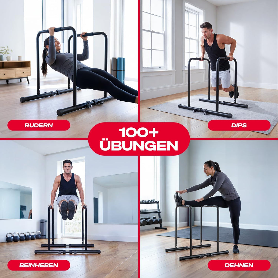 Sportstech, Dip Station Barren höhenverstellbar + App-Coaching PT500 | Dip Stange, Parallettes & Cal