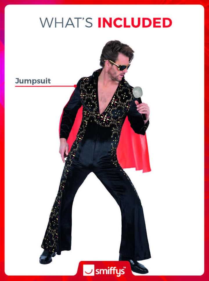 Smiffys Elvis Black Rhinestone Costume