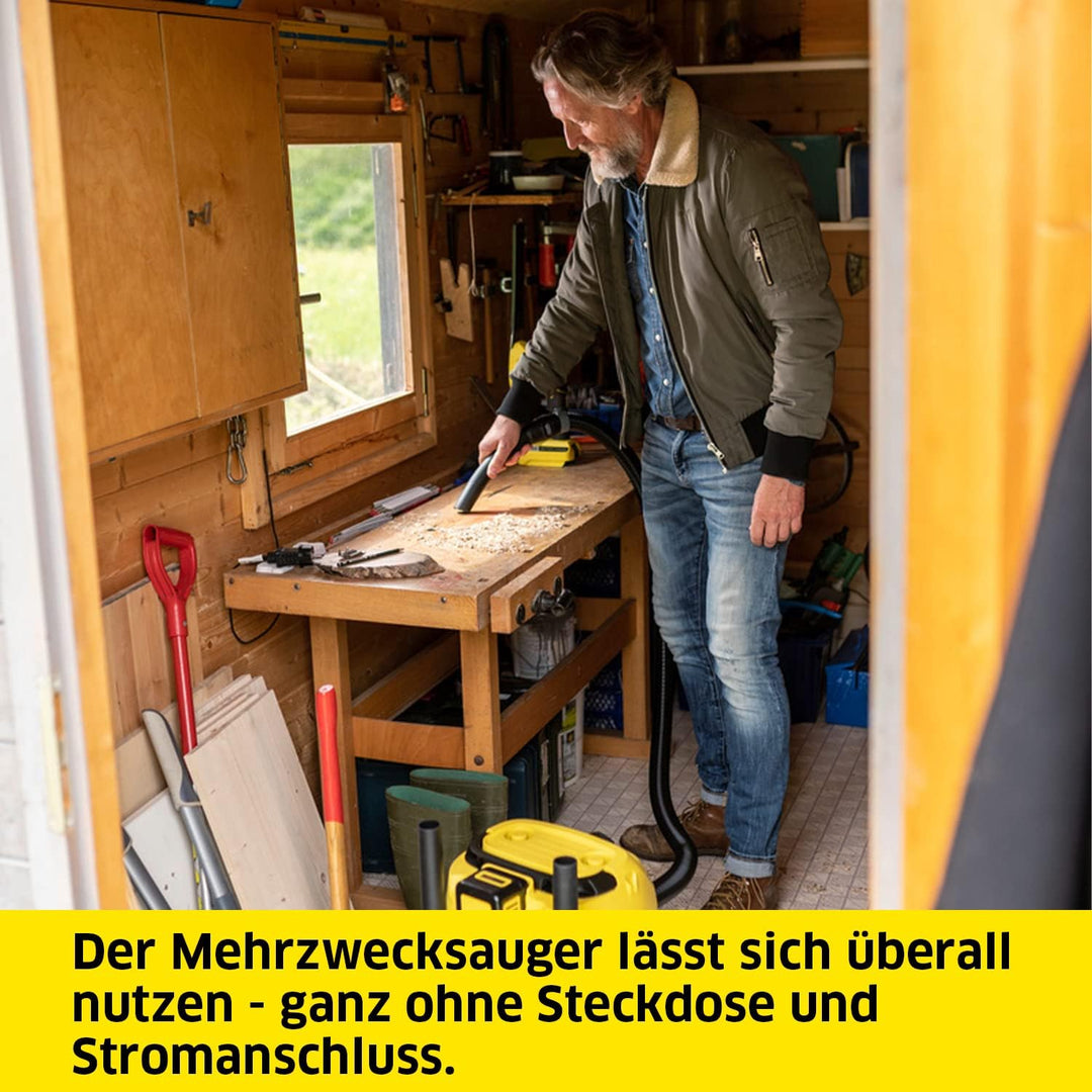 Kärcher 18 V Akku-Nass-/Trockensauger, Edelstahlbehälter, WD 3-18 S Battery Starter Kit, inkl. 18 V/