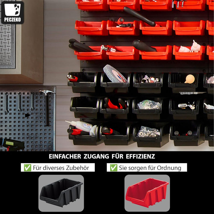 Werkstatt-Stapelkiste, Stapelbox aus PP Kunststoff, Sichtbox Stapelbox, Lagerboxen für Werkzeugswand