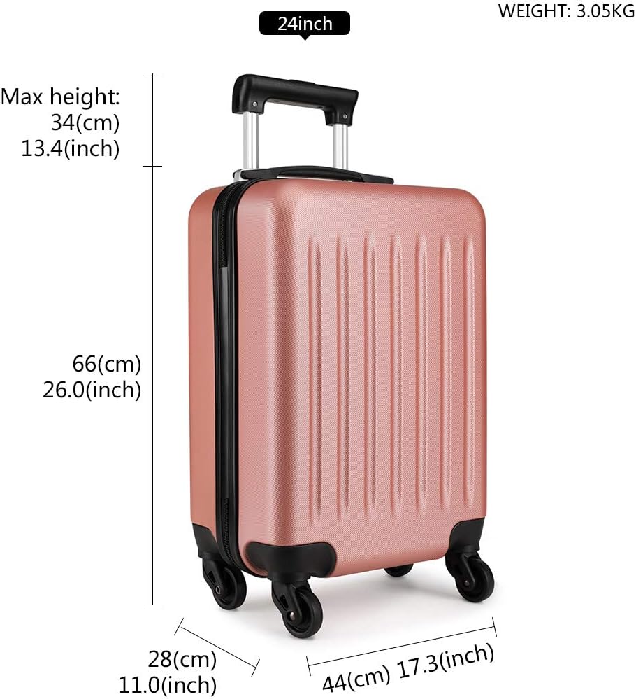 KONO Koffer Reisekoffer Mittelgross Trolley Hartschale ABS Gepäck 4 Rollen Spinner Rollenkoffer (Nud