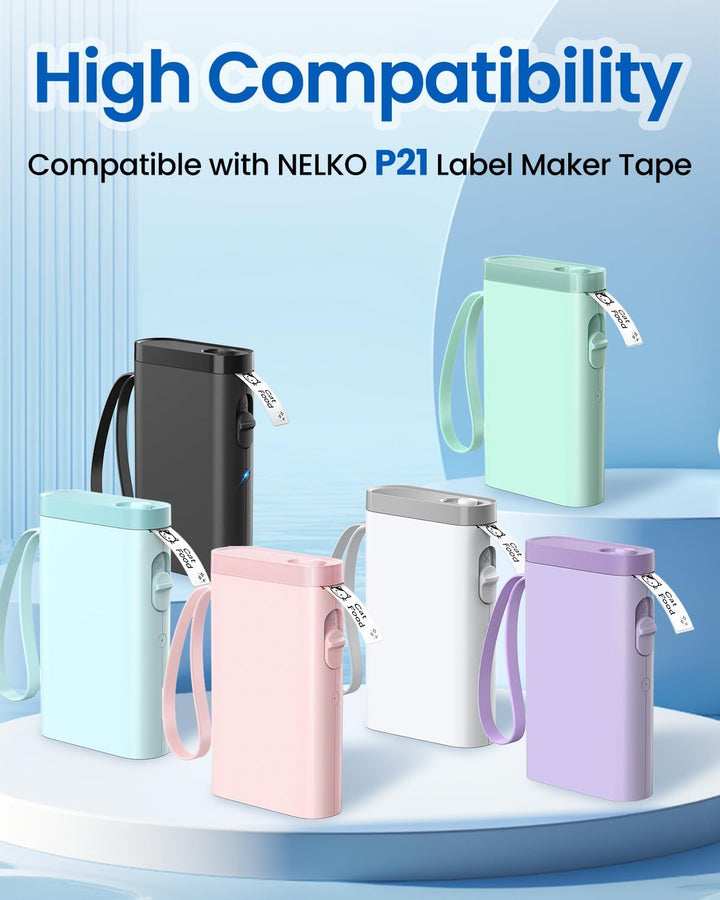 P21 Label Maker Tape kompatibel mit Nelko P21 Label Maker, 14x40mm, 180 Tapes/Roll, 4-Rollen, Weiss,