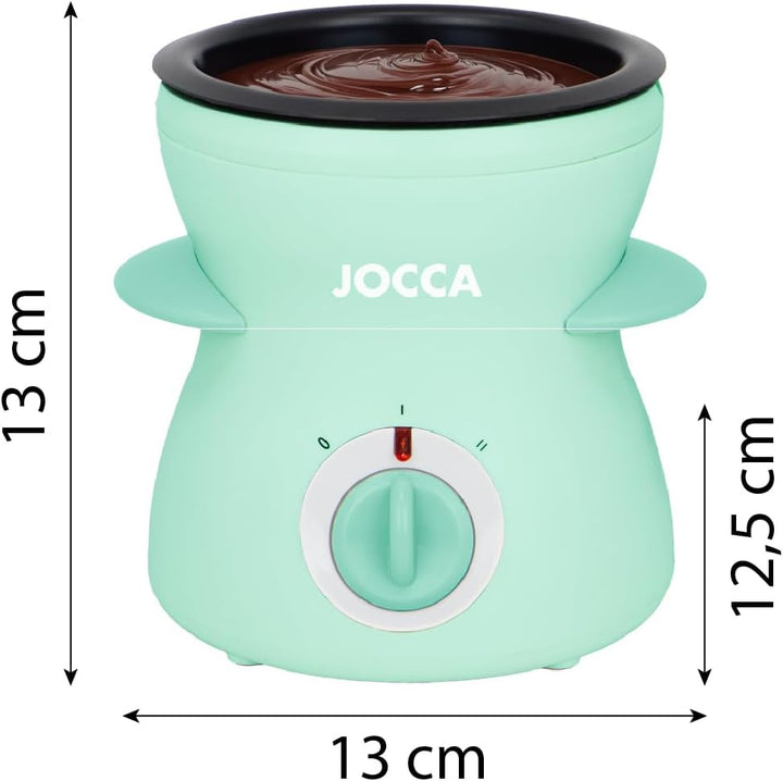 Jocca Fonduemaschine 350ML | Schokoladen- und Käsefondue | 25W | Antihaftbeschichtung | Mit 4 Gabeln