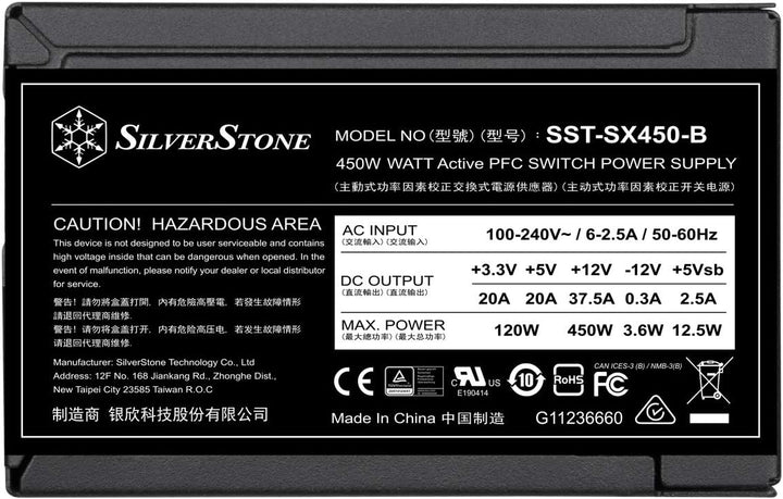 Silverstone SST-SX450-B - SFX Serie, 450W 80 Plus Bronze flüsterleises PC-Netzteil mit 80 mm-Lüfter