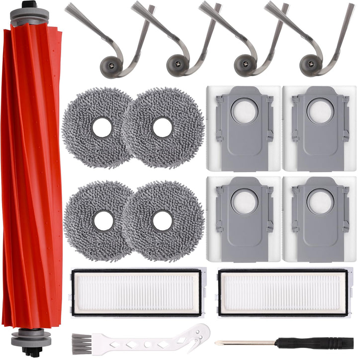 17 Stück Zubehör für Roborock QV 35A / QV 35S / Qrevo S Pro/QR 598 / QR 798 Saugroboter, 1 Hauptbürs